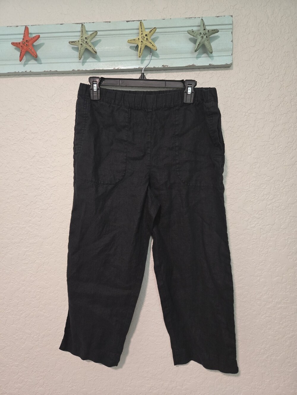 Chicos Black Cropped Linen Pants